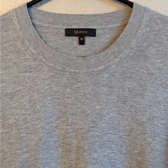Quince Lightweight Cotton Cashmere Crew Sweater Medium Heather Grey Classic - Picture 3 of 6